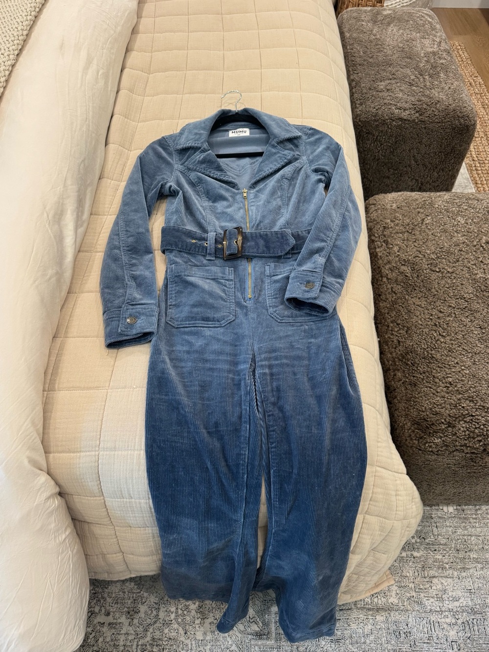 Show Me Your Mumu Navy Corduroy Belted Jumpsuit - Picture 5 of 7